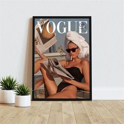 fashion magazine poster, retro magazine print, vintage fashion poster, luxury fashion canvas, trendy wall art retro fash