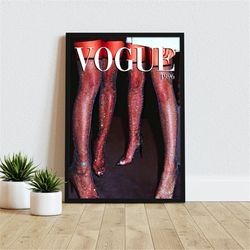 fashion magazine poster, retro magazine print, vintage fashion poster, luxury fashion canvas, trendy wall art, retro fas