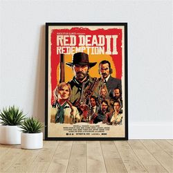 arthur morgan poster wall art, john marston dutch micah poster, game posters, wild west cowboy game print wrapped framed