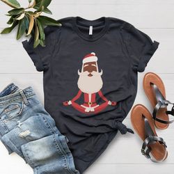 black santa claus shirt, santa christmas shirts, yoga gifts,