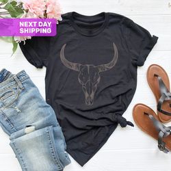 boho cow skull shirt, cowgirl shirt, skull shirt, southwest