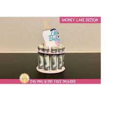 baby shower money cake svg, cardstock money cakes, money holder svg, cash holder, diy gift, oh baby, maternity, cricut,