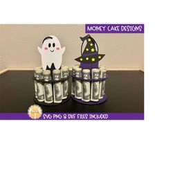 halloween money cake svg bundle, cardstock money cakes, money holder svg, cash holder, diy gift, ghost, ornament, cricut