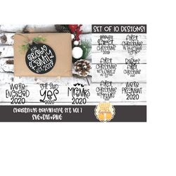 christmas ornament svg set of 10 vol 7, personalized family ornament, baby's first christmas, family est, gift, cricut,