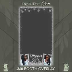 360 overlay silver birthday photo booth 360 photo frame bday videobooth overlay 360 custom template with photos selfi