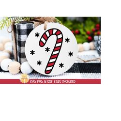 candy cane ornament svg, png for sublimation, christmas ornament svg, wood round, cute gift designs, christmas clipart,