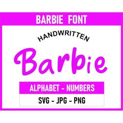barbi font bundle handwritten | alphabet | numbers| sublimation | digital instant download | svg jpg png | printable |