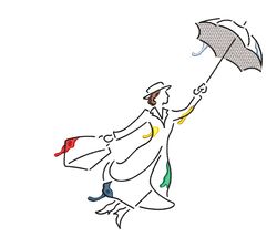 practically perfect: mary poppins embroidery line art design