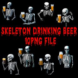 skeleton drinking beer10 png files digital download sublimation