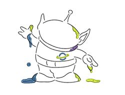 galactic delight: toy story alien line art embroidery pattern