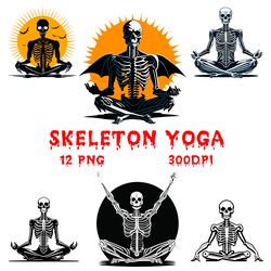 skeleton yoga 12 png files digital download sublimation