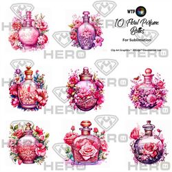 pink floral perfume bottles collection watercolor clip art pink clip art stylish perfumesublimation png scrapbook perfum