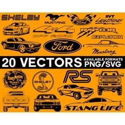 ford vector bundle, ford mustang vector, ford svg, ford shelby vector, shelby svg, ford truck vector, ford cricut silhou