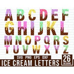 Ice Cream Letters SVG, Ice Cream Birthday Svg, A-Z Ice Cream SVG, Alphabet svg Ice Cream Party, Ice Cream svg bundle, ic