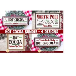 hot chocolate sign svg bundle, hot cocoa bar farmhouse design, christmas home decor, hot chocolate bar, coffee, cricut,