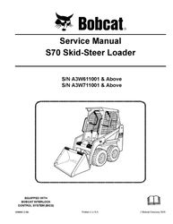 s70 skid-steer loader workshop service manual sn a3w611001 & above
