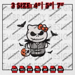 jack skellington kitty embroidery files, nightmare before christmas embroidery, halloween machine embroidery designs