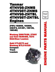 yanmar engines 4tnv98 4tnv98t parts catalogue revision h 02/12 edition
