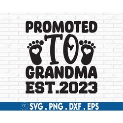 Promoted To Grandma Svg, Promoted To Grandpa Cut File, Cricut Silhouette, Grandma Shirt Svg, Est. 2023