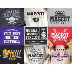 softball svg - softball template bundle 3 - svg - eps - dxf - png - silhouette -  cricut cut file - softball team - digi