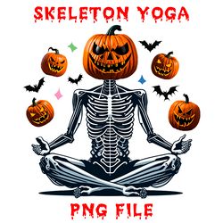 skeleton yoga  png files digital download sublimation