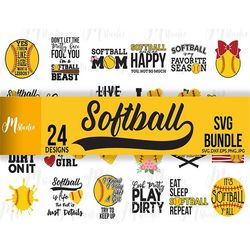 24 softball svg bundle, girl love softball, baseball, raising ballers softball, love softball,png digital download, inst