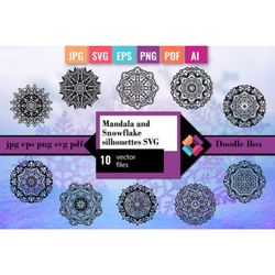 mandala and snowflake silhouettes