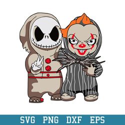 baby jack skellington and pennywise halloween svg, baby horror svg, halloween svg, png dxf eps digital file