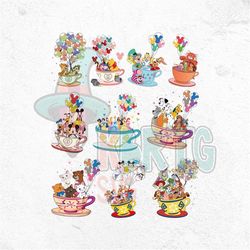 castle tea cup party png bundle, tea party, tea cup toy story, cup of winnie the pooh, cup of friends, cup of magical ca