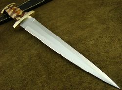 custom handmade damascus double edge dagger hunting knife fixed blade knife,