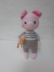 hand crochet funny peter the pig stuffed toys animals plush toys knit handmade gift