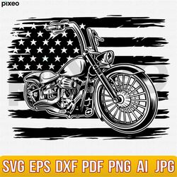 motorcycle with flag svg, motorcycle svg, motorcycle clipart, motorcycle cricut, motorcycle cutfile,american biker vecto