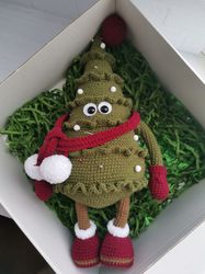 christmas tree crocheted toy, decorative christmas toy, interior crocheted toy, christmas gift