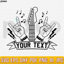 Rock And Roll Music Svg, Guitar Svg, Rock Band Svg, Rock Clipart, Rock Hand Sign Svg, Rock N Roll Svg, Rocker Svg, Heavy