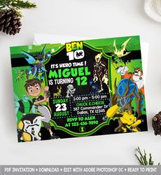 ben ten invitation, ben ten birthday party invitation, ben 10 invitation, ben 10, ben 10 birthday, ben ten party, benten