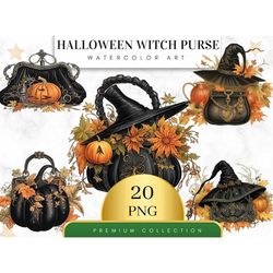 set of 20, halloween witch purse clipart, witch clipart, halloween purse, witch png, halloween clipart, sublimation png,