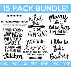 Apron Quotes Svg Bundle, Funny Kitchen Sayings Svg