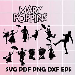 mary poppins clipart, mary poppins svg, mary poppins eps, mary poppins dxf, mary poppins png, mary poppins