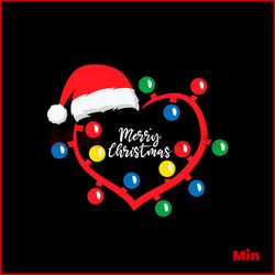 christmas light heart with hat svg, christmas svg, santa hat svg