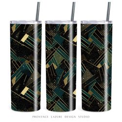 retro green gold black 20 oz skinny tumbler sublimation design digital download instant digital only 20oz tumbler wrap