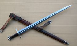 hand made norse crusader-type xii medeival sword with wooden scabbard/functional battle ready sword