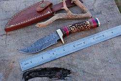 beautifull custom hand forged damscus steel hunting knife,