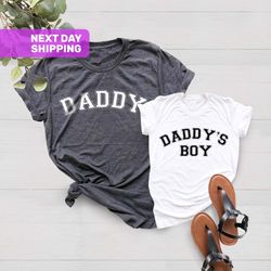 daddy and daddys boy college matching t-shirts, fathers day