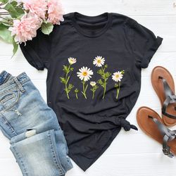 daisy shirt, wildflower shirt, birth month flower, summer sh