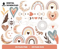 bundle layered svg, boho valentine day svg, boho svg, love svg, digital download, clipart, png, svg, cricut, cut file