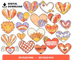 bundle layered svg, retro hearts svg, retro svg, love svg, digital download, clipart, png, svg, cricut, cut file