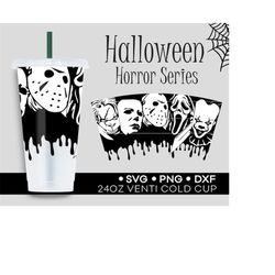 horror movie starbucks wrap svg, halloween horror diy full wrap for venti cold cup 24oz, scary movie svg, vinyl cut file