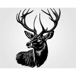 deer svg digital download, deer hunting svg, deer head scalable vector graphic for cricut, deer clipart downloadable ima