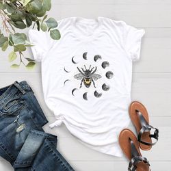 mystical moon bee shirt, mystical bee shirt, moon phases bee