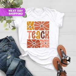 retro daisy teach shirt, retro teach shirt, retro teach t-sh